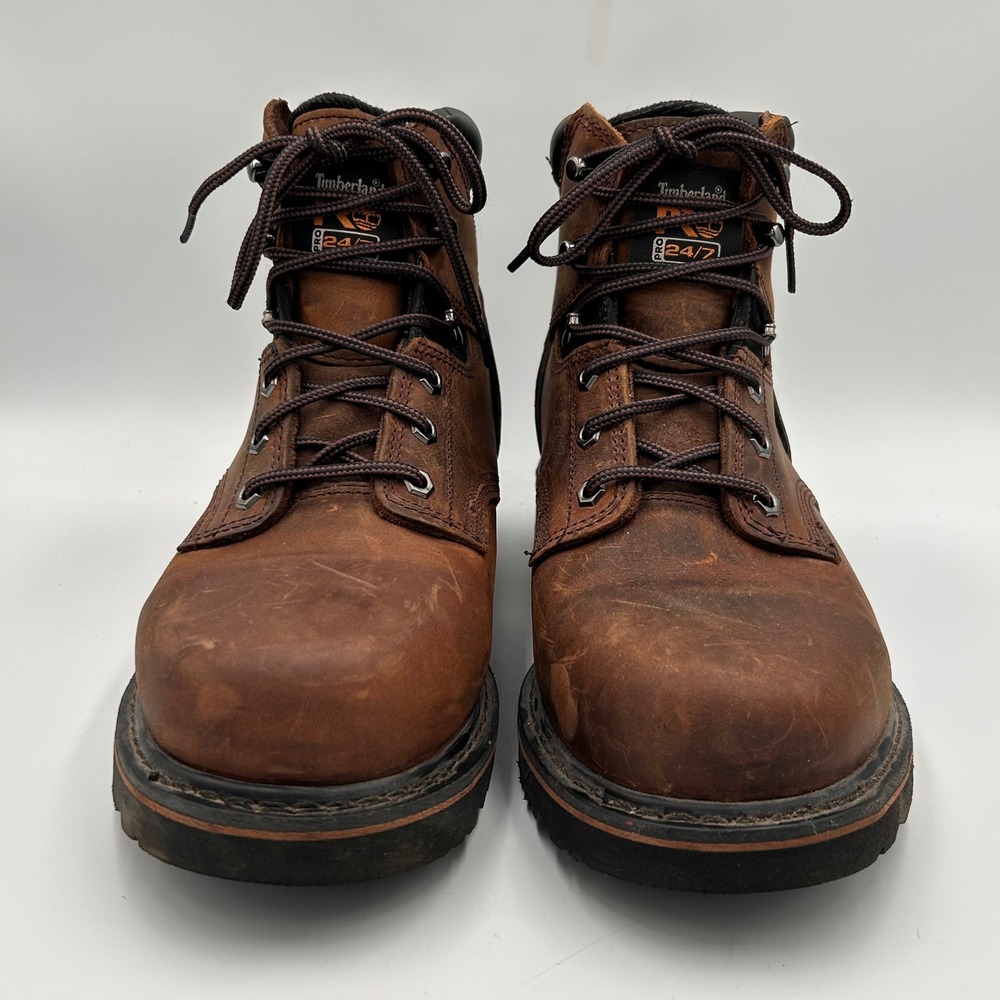 Timberland PRO Pit Boss 6 Inch Brown Leather Soft Toe Work Boots 33046 Mens 11M - Picture 2 of 10